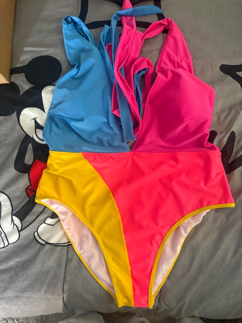 Colorblock One-Piece Swimsuit in Pink, Blue & Yellow